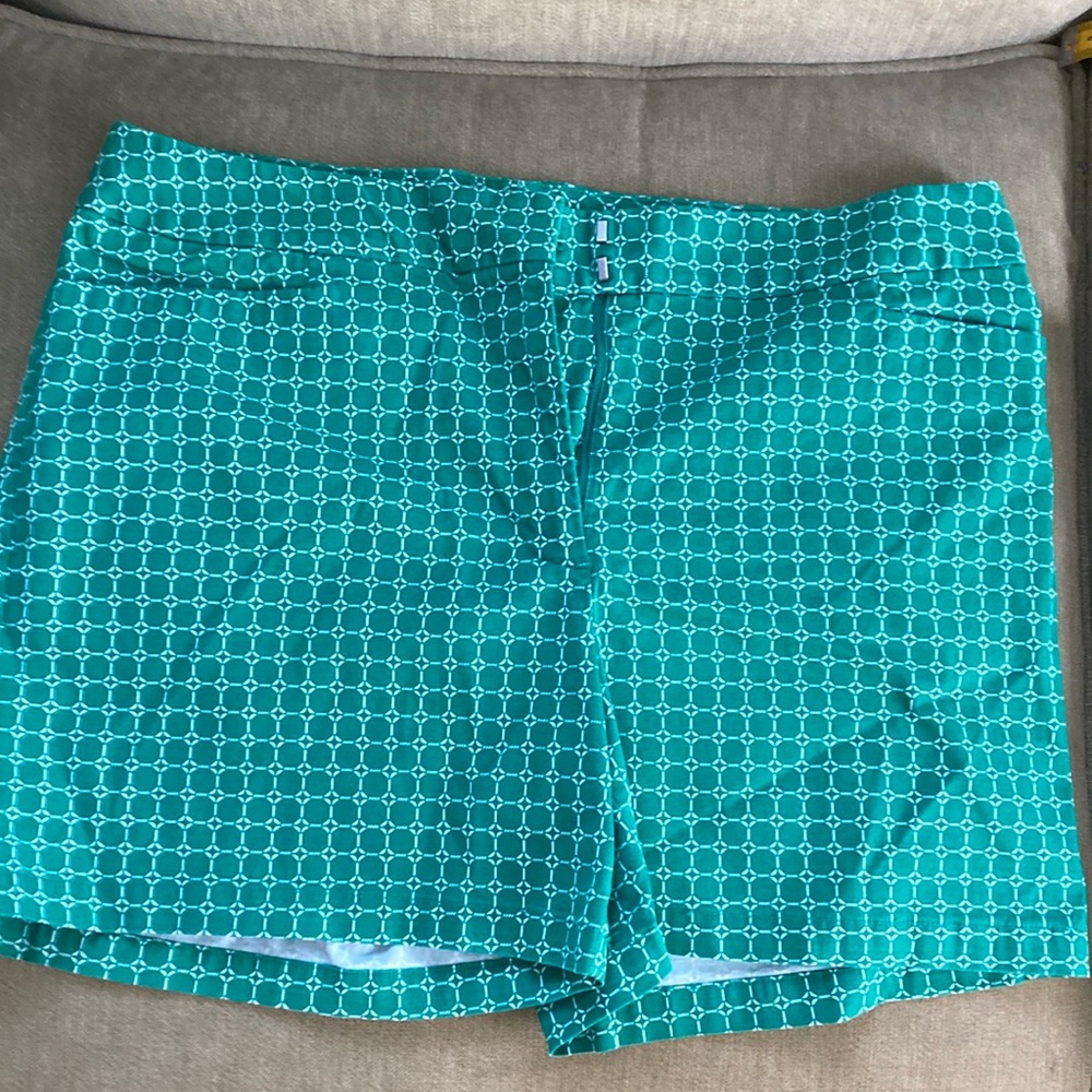 Talbots green print cotton shorts. Size 10